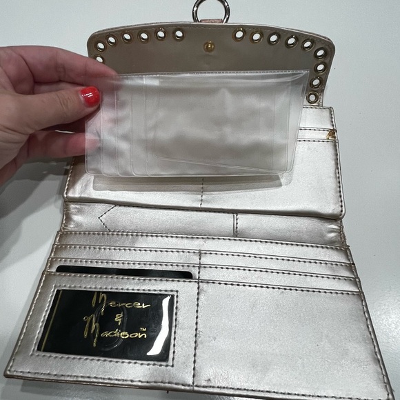 Mercer & Madison Blush Metallic Wallet Clutch with Gold Grommets - Picture 5 of 12
